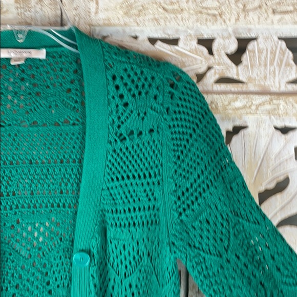Liz Claiborne Open Weave Button Front Cardigan - Picture 3 of 8